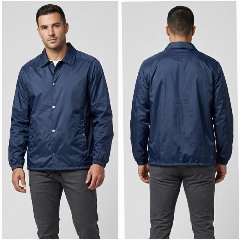 SLATE & STONE Men's Navy Blue Coaches‎ Jacket Camo Mesh Lined Windbreaker Large